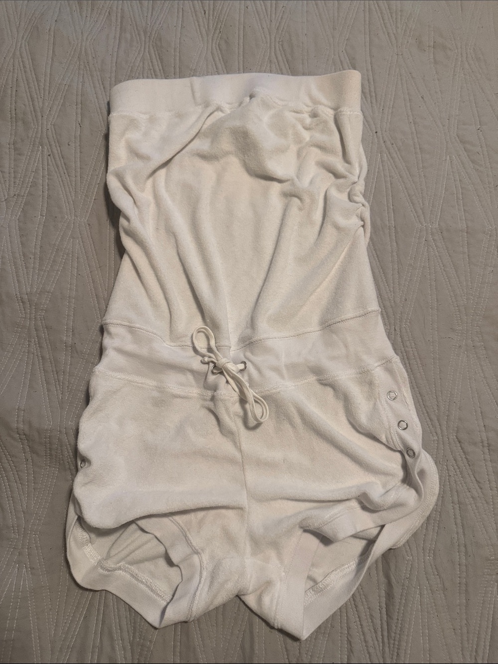 Miken Cream Strapless Romper Bandeau with Drawstring